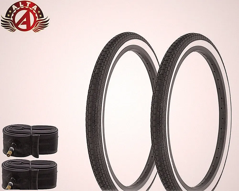 ALTA Bicycle 20" x 1.75" Black/White Wall Small Brick Tread (2) TIRES &TUBES.